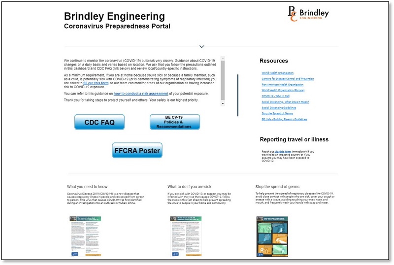 Brindley COVID preparedness Portal