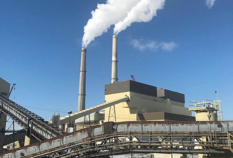 Power plant smoke stacks
