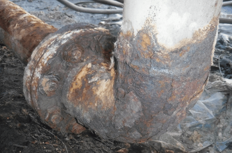 Severe Corrosion at elbow and flange