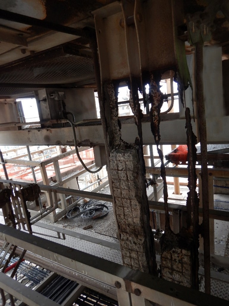 steel corrosion under concrete fireproofing