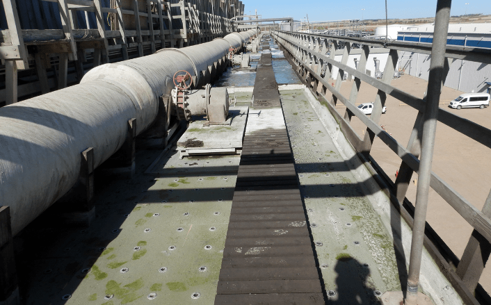 Hot Water Distribution Header Pipe Cooling Tower Rebuild – Timber to Fiber-Reinforced Plastic (FRP)