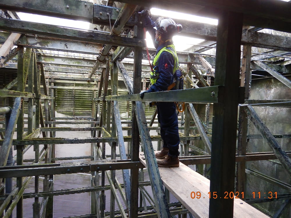Brindley Engineer conducting a cooling tower inspection