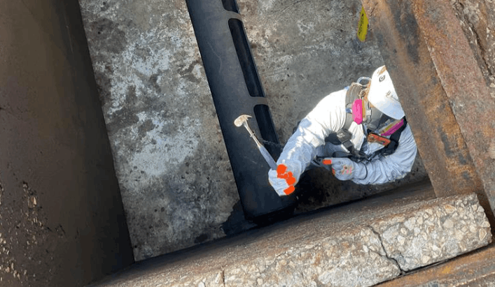 Abraham Jaramillo Conducting a Concrete Inspection