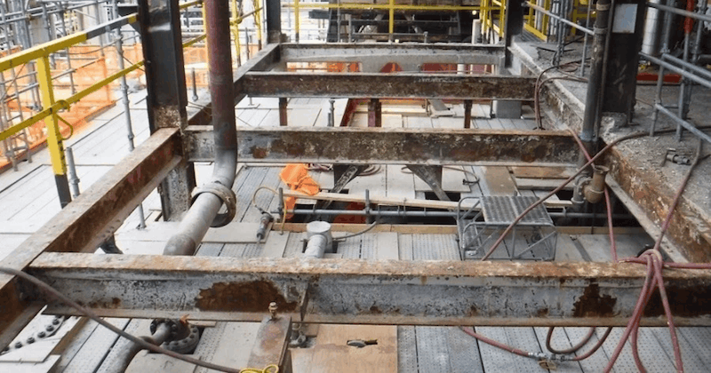 the process of replacing an elevated concrete floor at an industrial facility